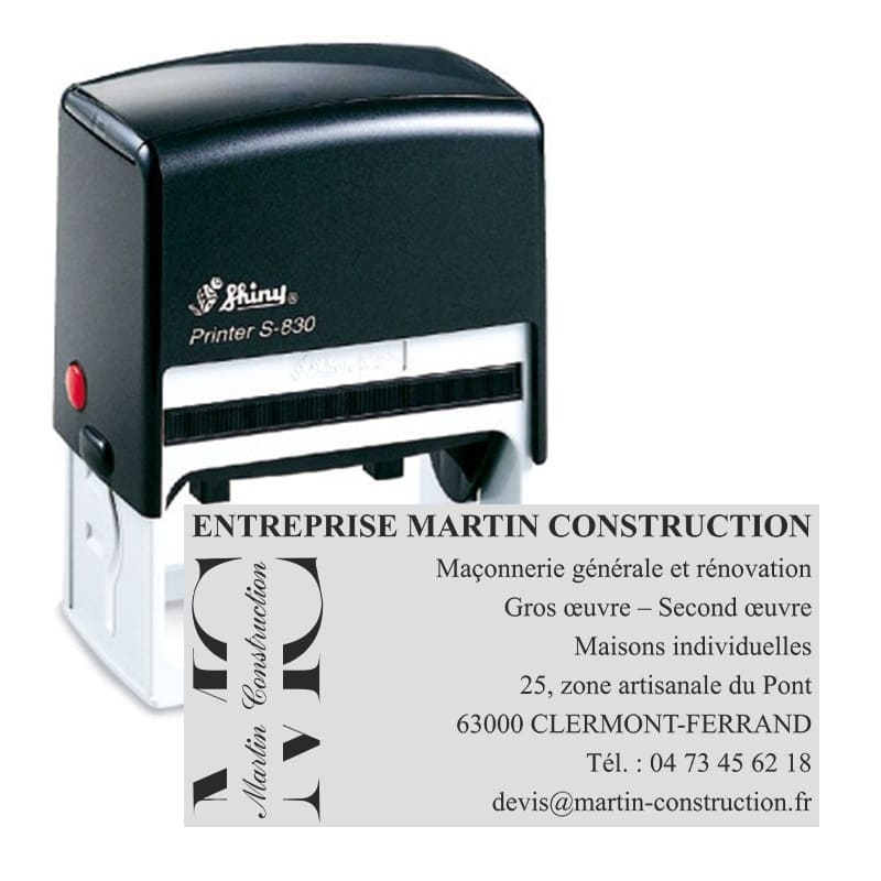Tampon personnalisé - Shiny S-830 - 8 lignes max - 75x38 mm