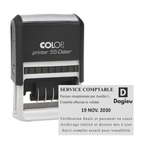 Tampon dateur Colop Printer 55 - 3+3 lignes - 60x40 mm