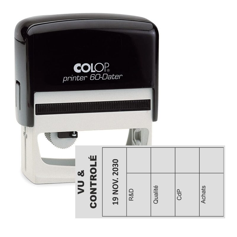 Tampon dateur vertical Colop Printer 60 - 5 lignes - 76x37 mm