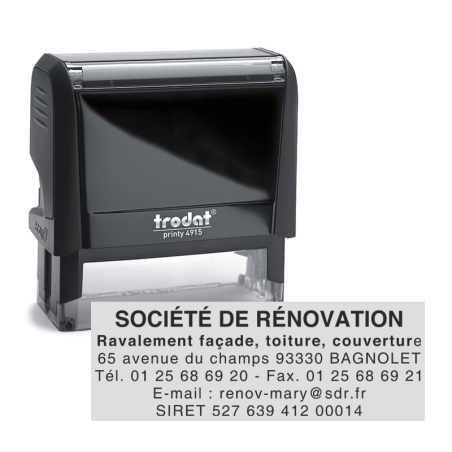 Tampon Trodat Printy 4915 - 6 Lignes personnalisables - 70X25mm