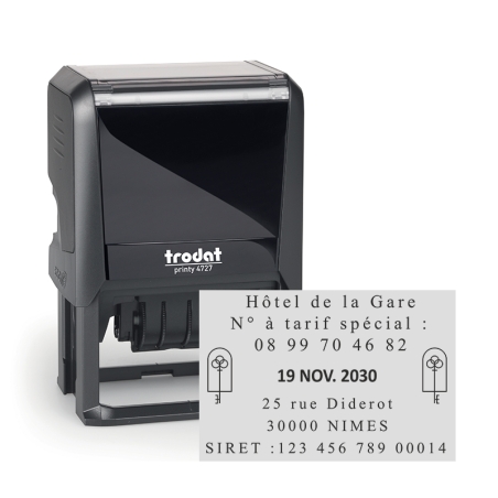 Tampon Dateur Trodat 4727 - 3+3 lignes personnalisables - 60X40mm