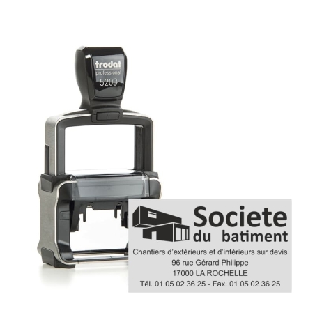 Tampon Texte Trodat 5203 6 Lignes Metal Line 4.0 - 49X28mm