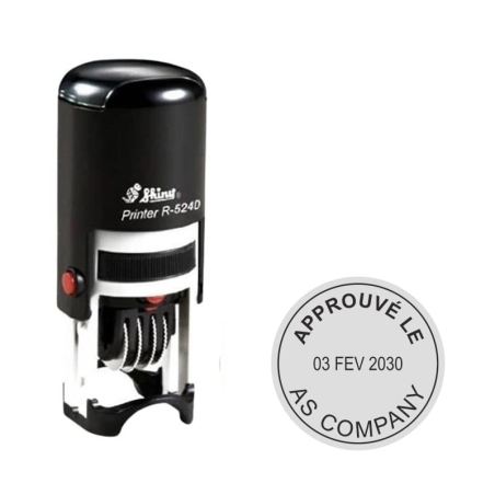 Tampon dateur rond Shiny R-524D - 2 + 2 lignes - 24mm